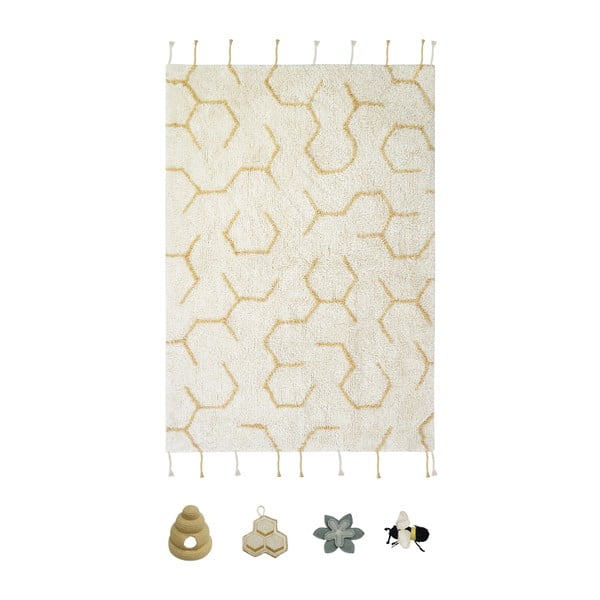 Krémový bavlněný dětský hrací koberec 90x130 cm Pollination – Lorena Canals