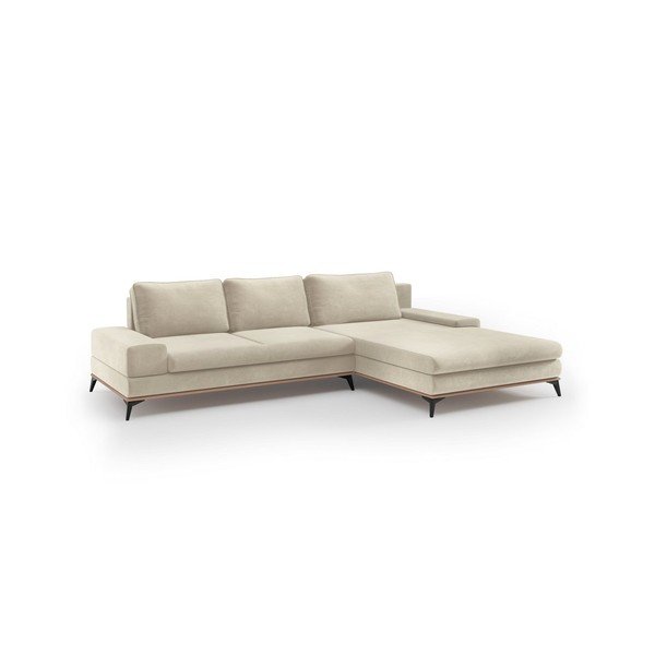 Béžová rozkládací rohová pohovka se sametovým potahem Windsor & Co Sofas Astre, pravý roh-image-2