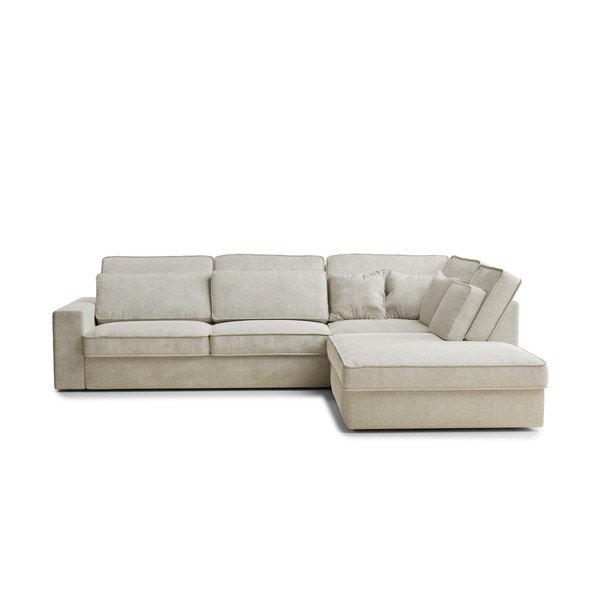 Šedobéžová žinylková rohová pohovka (pravý roh/do L) Kirou – Maison de Rêve