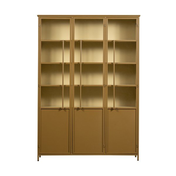 Kovová vitrína v hořčicové barvě 140x200x44 cm Exhibit – WOOOD