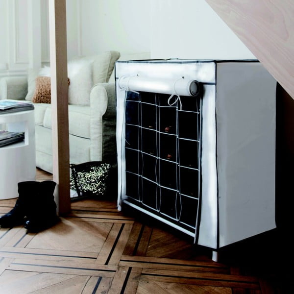 Černobílý textilní botník Compactor Shoes, 25 přihrádek-image-1