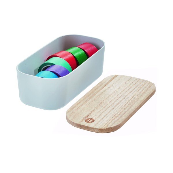 Šedý úložný box s víkem ze dřeva paulownia iDesign Eco, 9 x 18,3 cm-image-4