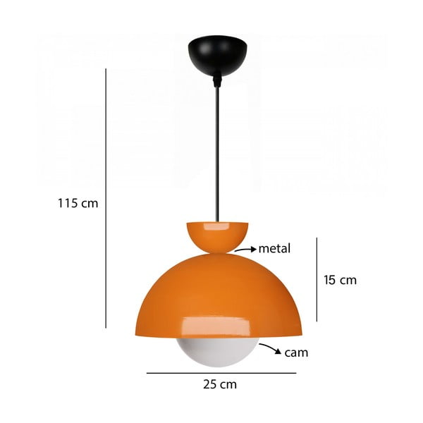 Oranžové závěsné svítidlo s kovovým stínidlem ø 25 cm Arta – Opviq lights-image-2