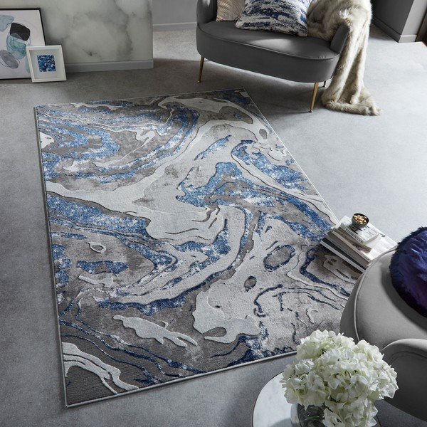 Modro-šedý koberec 80x150 cm Marbled – Flair Rugs-image-1