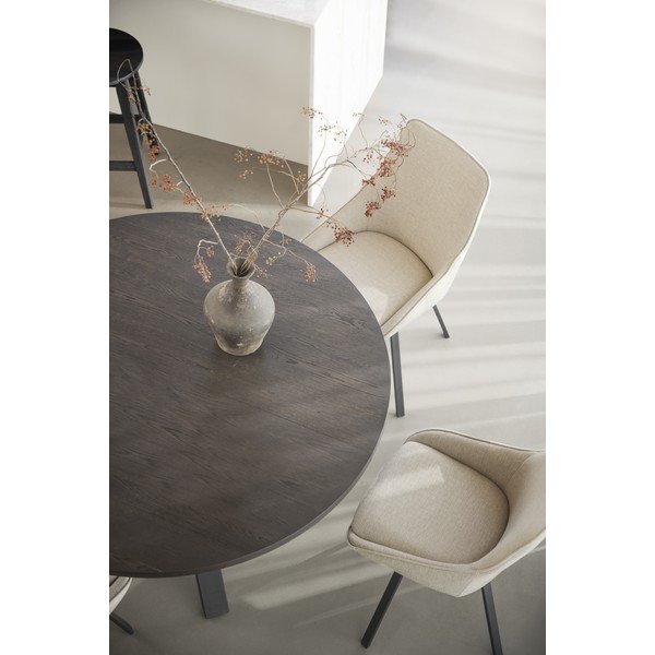 Tmavě hnědý kulatý rozkládací jídelní stůl v dekoru dubu ø 135 cm Maddock – Rowico-image-4