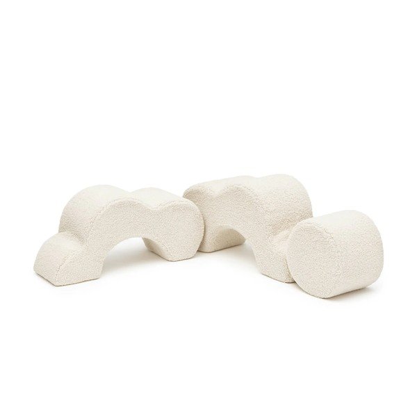 Krémové pěnové hřiště 3 ks z materiálu bouclé výška 27 cm 88x90 cm – Meowbaby-image-3