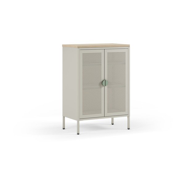 Krémová/v přírodní barvě kovová skříňka 70x100x40 cm Sayla – Marckeric
