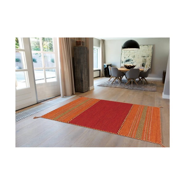 Červený ručně vyráběný bavlněný koberec Arte Espina Navarro 2920, 130 x 190 cm
