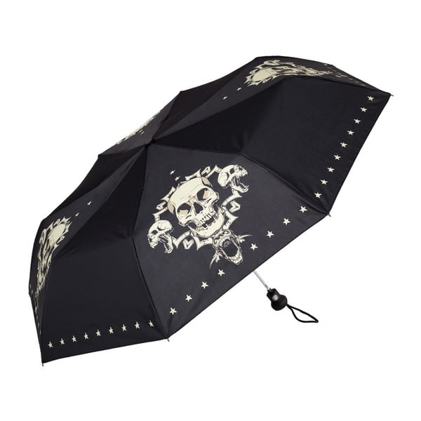 Černý skládací deštník Von Lilienfeld Skull, ø 90 cm
