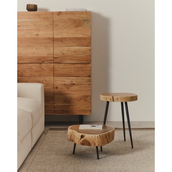 Kulatý konferenční stolek s deskou z akácie v přírodní barvě 49x47 cm Tanive – Kave Home-image-1