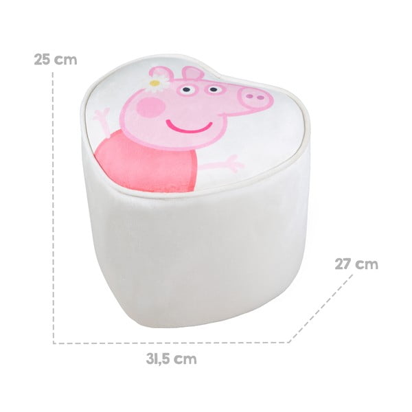 Bílý sametový dětský puf Peppa Pig – Roba-image-3