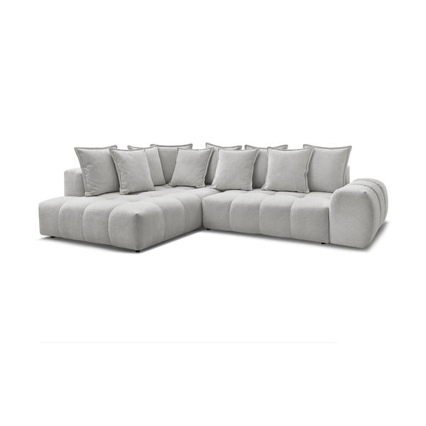 Světle šedá žinylková rozkládací/s úložným prostorem rohová pohovka (levý roh/do L) Everest – Bobochic Paris-image-3