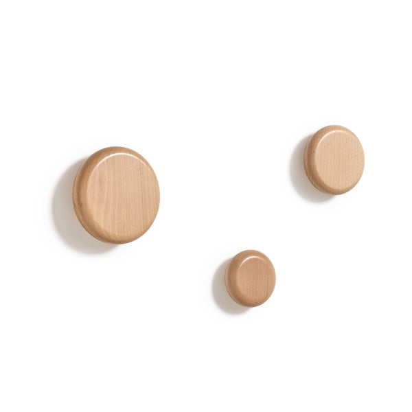 Nástěnné dřevěné háčky v sadě 3 ks v přírodní barvě Nadue – Kave Home