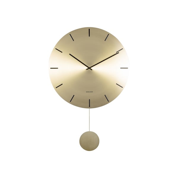 Nástěnné kyvadlové hodiny ve zlaté barvě Karlsson Impressive, ø 47 cm