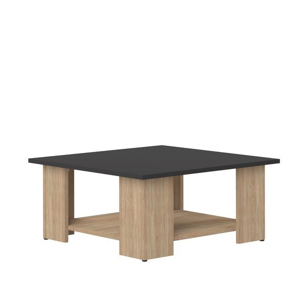 Konferenční stolek v dekoru dubu s černou deskou 67x67 cm Square - TemaHome-image-2