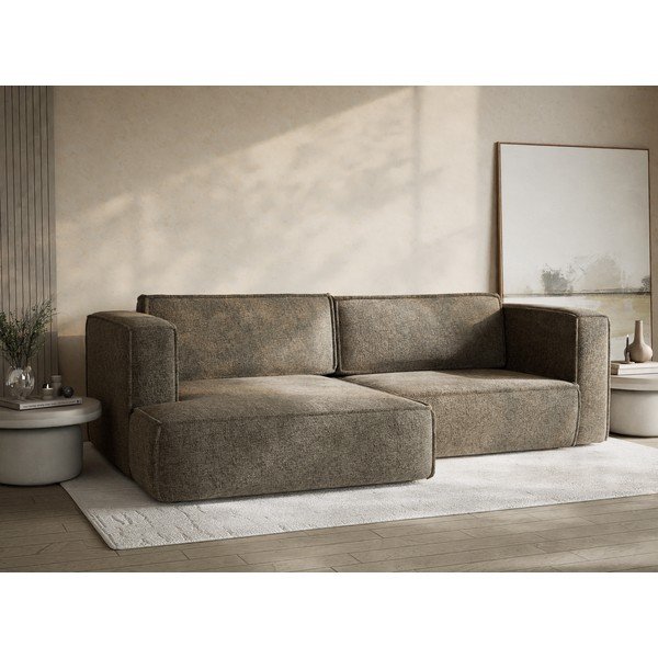 Hnědá žinylková rozkládací/s úložným prostorem rohová pohovka (levý roh/s lenoškou) Velto – Maison de Rêve-image-4