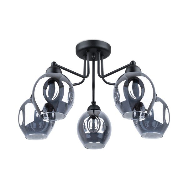 Černé stropní svítidlo se skleněným stínidlem 59x59 cm Garten – Sollux