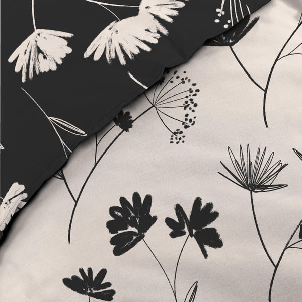 Černo-béžové prodloužené povlečení na dvoulůžko z bavlněného perkálu 240x220 cm Iris – douceur d'intérieur-image-3