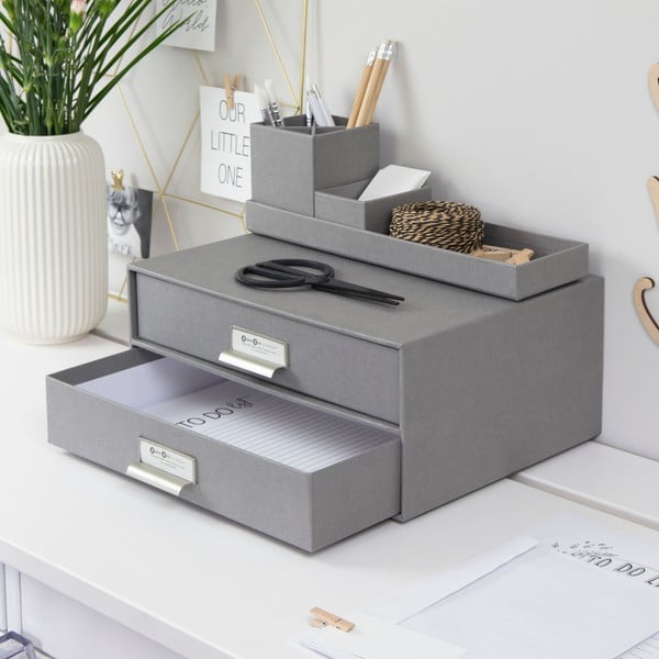 Šedý 2patrový šuplík na dokumenty Bigso Box of Sweden Birger, 33 x 22,5 cm-image-1