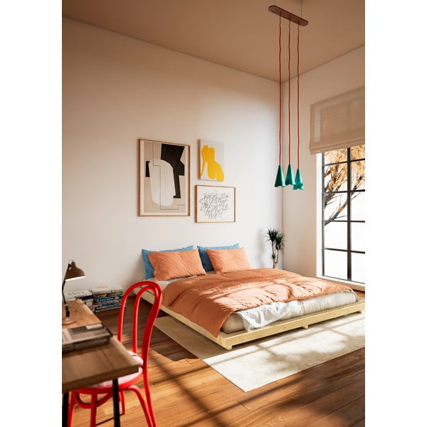 Dvoulůžková postel z borovicového dřeva s roštem 140x200 cm v přírodní barvě Dock – Karup Design-image-1