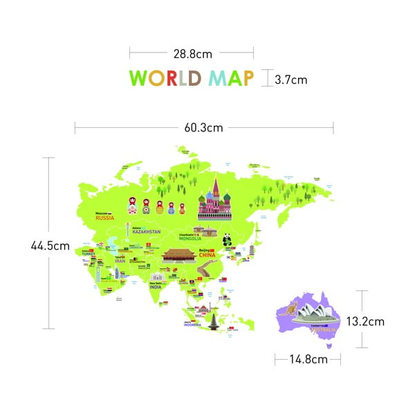 Dětská samolepka na zeď 120x150 cm Giant World Map – Ambiance-image-3