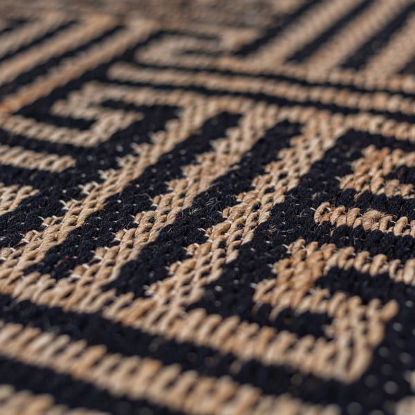 Černý/v přírodní barvě ručně tkaný koberec s příměsí juty 160x230 cm Meander Jute – Flair Rugs-image-1