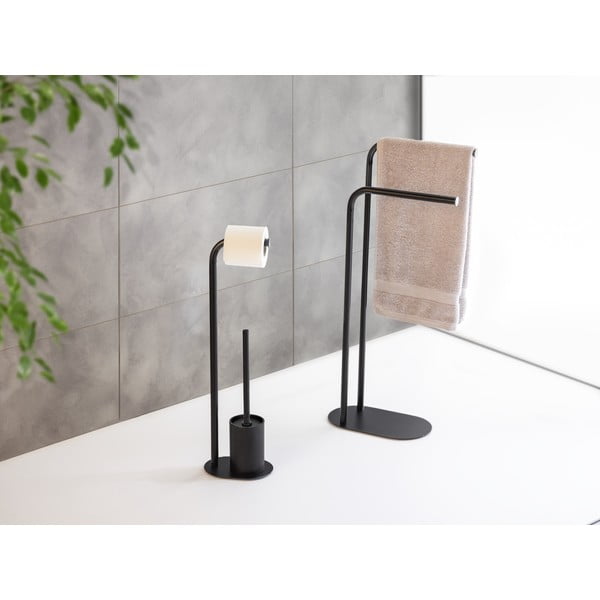 Černý ocelový stojan na toaletní papír se štětkou Levante – Wenko-image-4