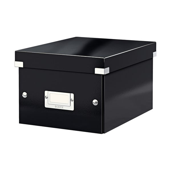 Černý kartonový úložný box s víkem 22x28x16 cm Click&Store – Leitz