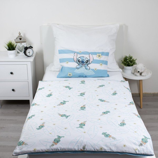 Světle modré bavlněné dětské povlečení do postýlky 100x135 cm Lilo & Stitch "Tropical Hugs" – Jerry Fabrics-image-3