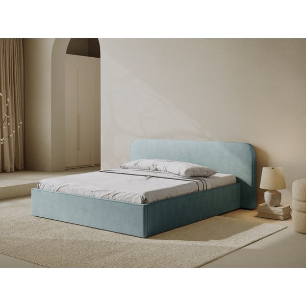 Čalouněná dvoulůžková postel s úložným prostorem s roštem 140x200 cm v mentolové barvě Elizabeth – Micadoni -image-1