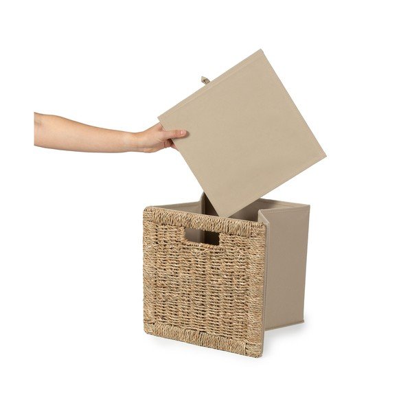 Úložný box z mořské trávy v přírodní barvě 30x30x30 cm – Compactor-image-3