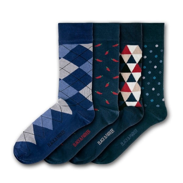 Sada 4 ponožek Black&Parker London Chatsworth, velikost 37 – 43