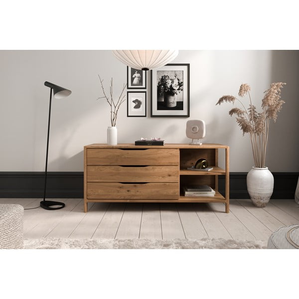 Nízká komoda z dubového dřeva v přírodní barvě 140x64 cm Twig – The Beds-image-1