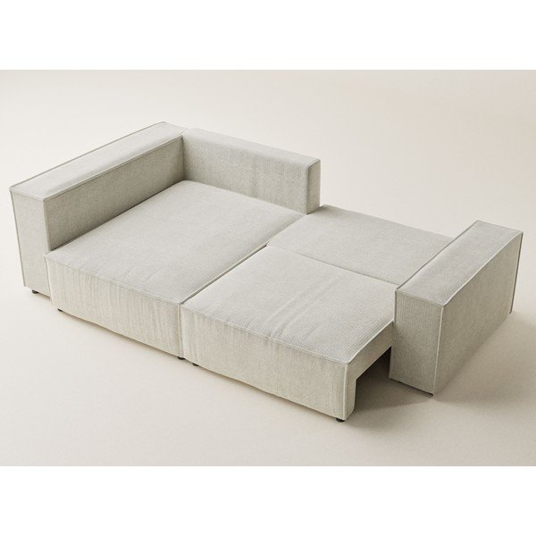 Krémová žinylková rozkládací/s úložným prostorem rohová pohovka (levý roh/do L) Tonga – Maison de Rêve-image-3