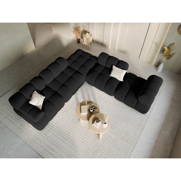 Černý sametový modul pohovky (levý roh) Bellis – Micadoni Home-image-1