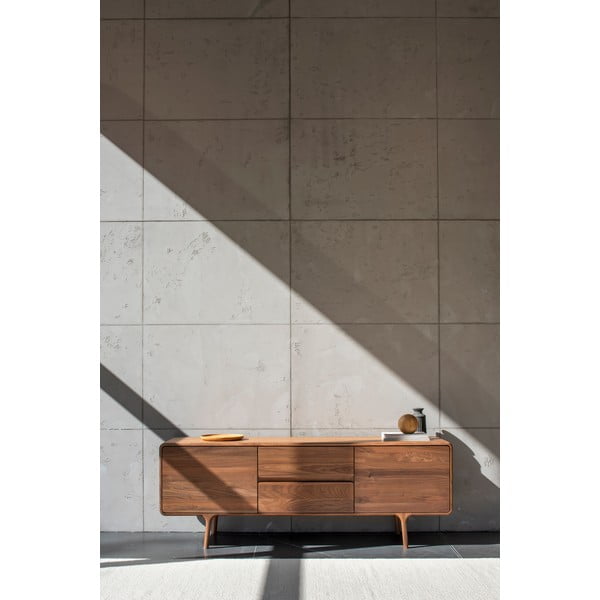 Hnědý TV stolek z ořechového dřeva 180x65x45 cm Fawn – Gazzda-image-1