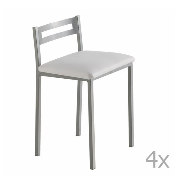 Sada 4 nízkých bílých barových židlí Pondecor Elias