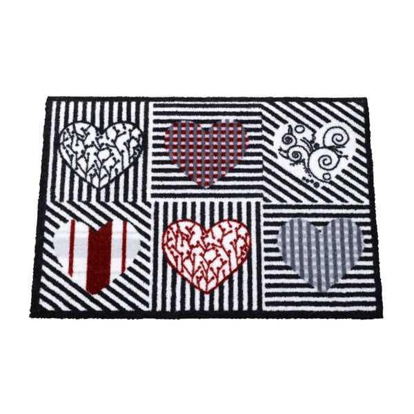 Černo-červený koberec Zala Living Hearts, 50x70 cm