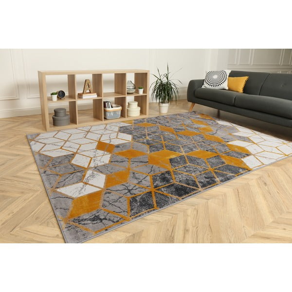 Koberec v okrově žluté a šedé barvě 200x280 cm Soft – FD-image-1