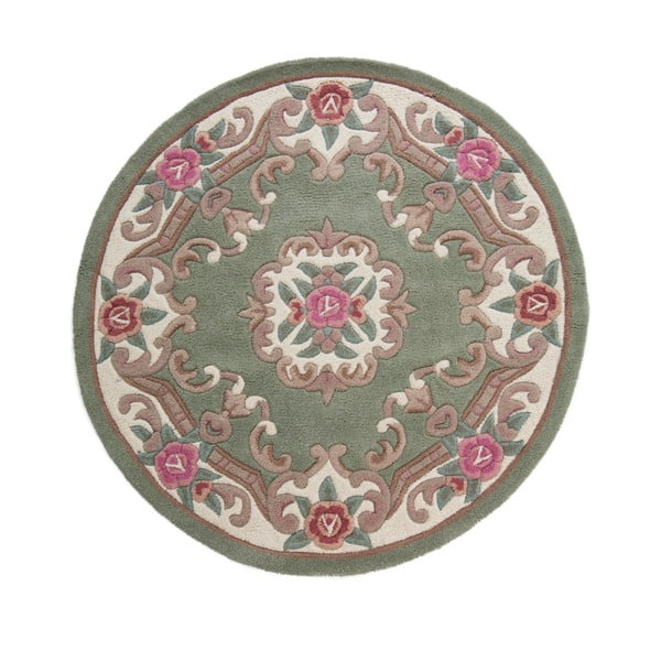 Zelený vlněný koberec Flair Rugs Aubusson, ⌀ 120 cm