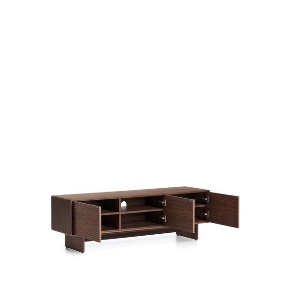 TV stolek v dekoru ořechu v tmavě přírodní barvě 150x46x40 cm Norlen – Kave Home-image-4