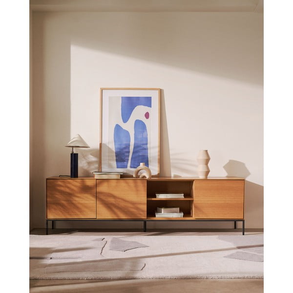 TV stolek v dekoru dubu v přírodní barvě 195x55 cm Vedrana – Kave Home-image-1