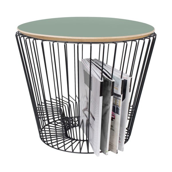 Odkládací stolek z lakovaného kovu se zelenou deskou HARTÔ, ø 50 cm