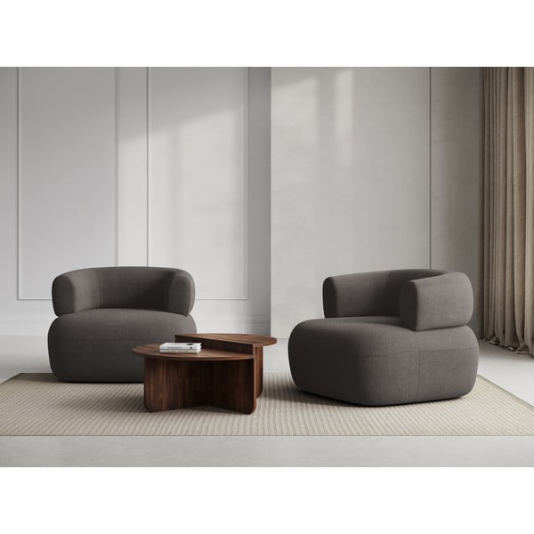 Šedé křeslo z textilie bouclé Jenny – Micadoni Home-image-1