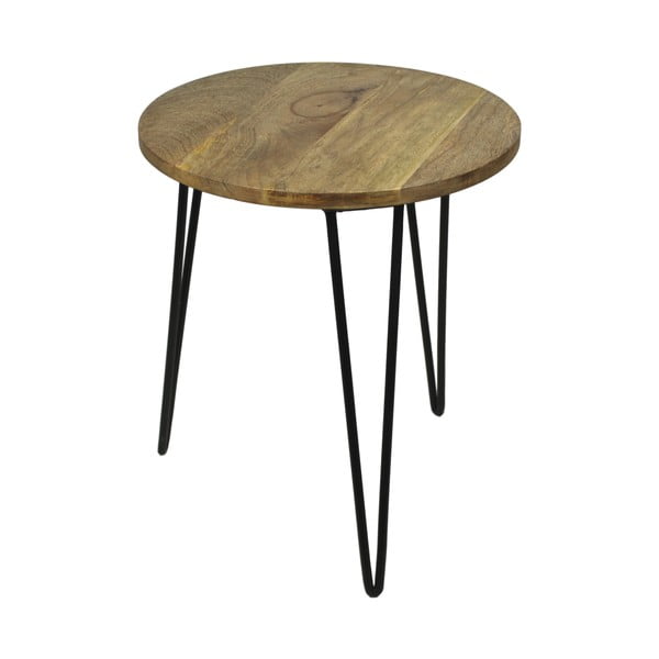 Odkládací stolek s deskou z neopracovaného mangového dřeva HSM collection Sana, ⌀ 40 cm