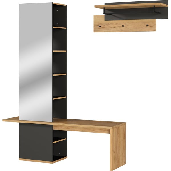 Tmavě šedá předsíňová sestava v dekoru dubu - Germania-image-2