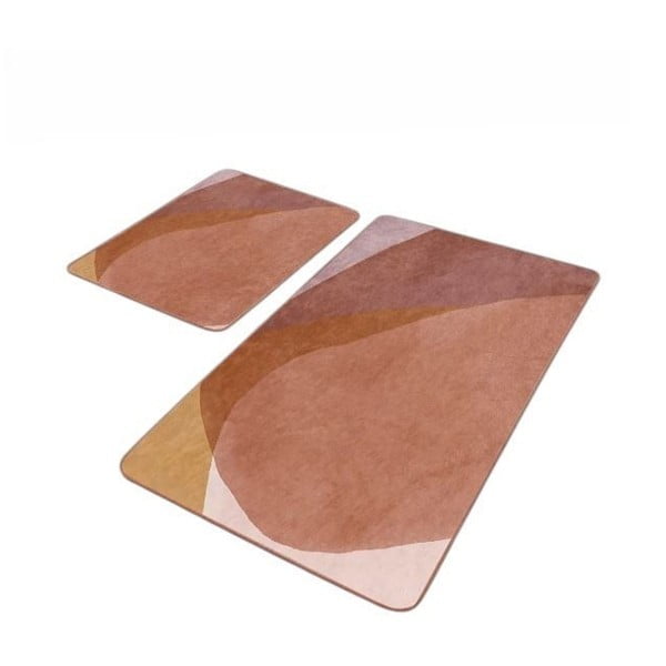 Hnědé sametové koupelnové předložky v sadě 2 ks 60x100 cm – Mila Home