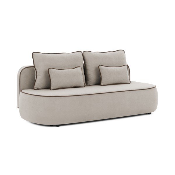 Hnědá/taupe sametová rozkládací/s úložným prostorem pohovka 210 cm Saga – Ropez
