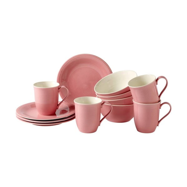 12dílný růžový set nádobí na snídani Like by Villeroy & Boch Group