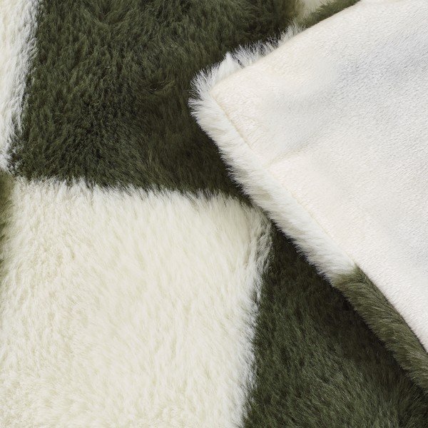 Bílá/zelená deka 130x170 cm Cosy Soft Checkerboard – Catherine Lansfield-image-3